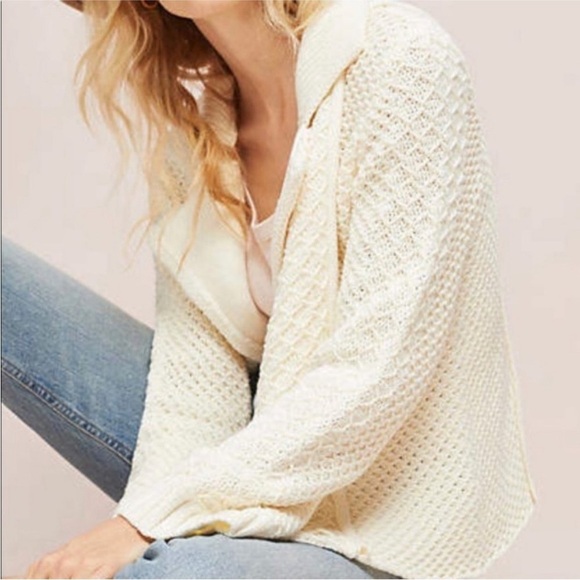 Anthropologie Maeve Cable Knit Chunky Cardigan Sweater Blazer Size Small - Picture 1 of 15